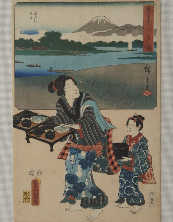 初代歌川広重（背景画）・三代歌川豊国（人物画）「双筆五十三次 平塚」